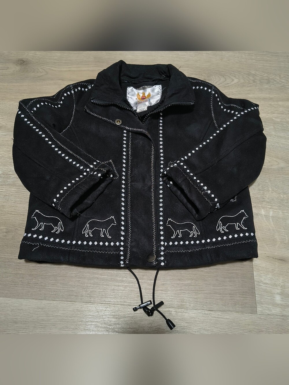 Vintage Amerimode Kids Faux Suede Wolf Embroidered Jacket - Size 2T / 2 Ans